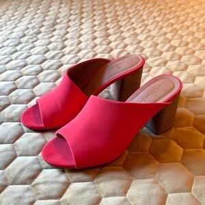 Lulu's Vibrant Orange Heeled Mules